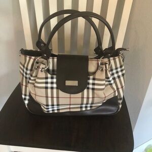 Brown and Black Shoulder Bag with Signature Check
